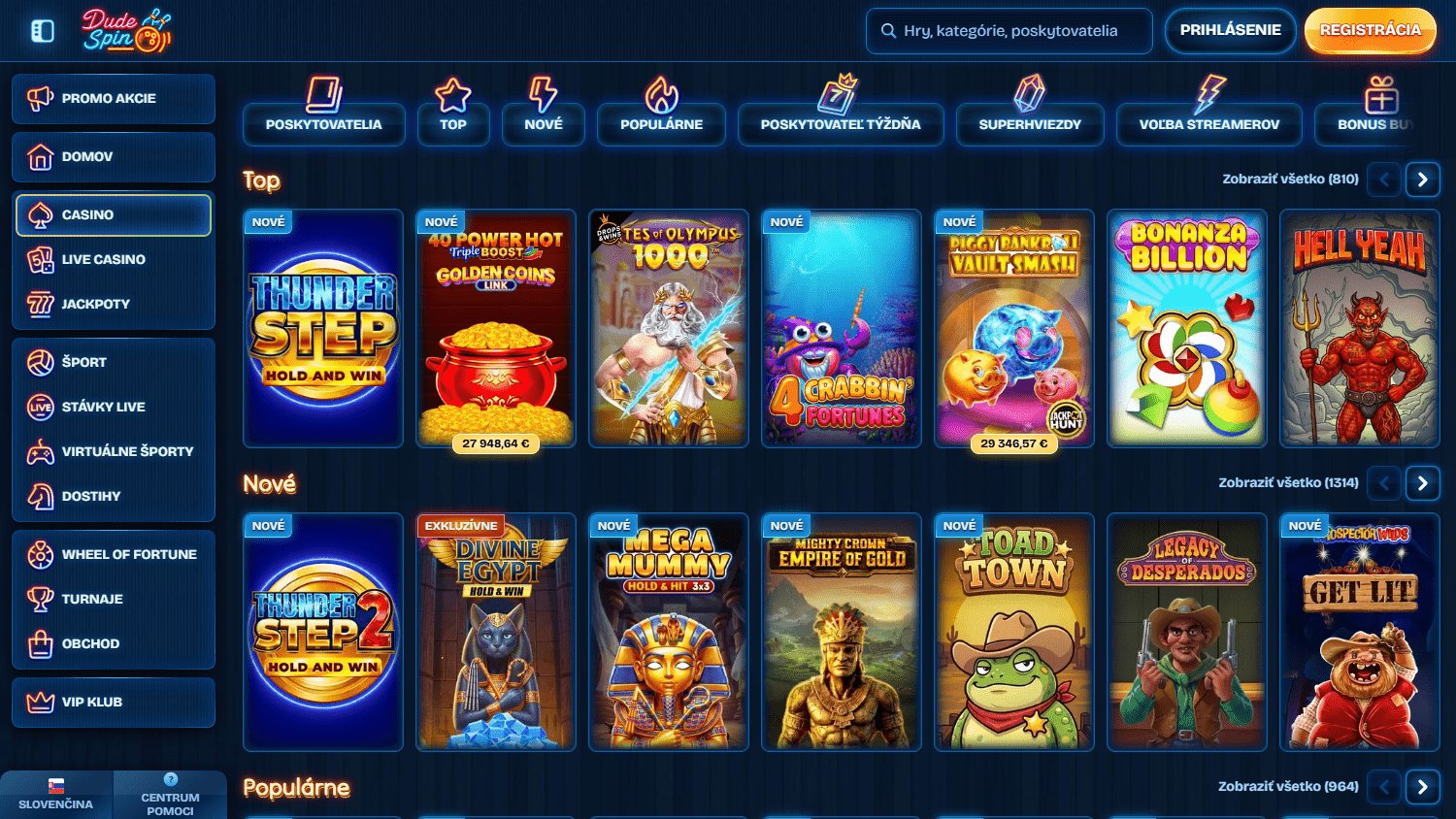 DudeSpin gry kasynowe, automaty i live casino